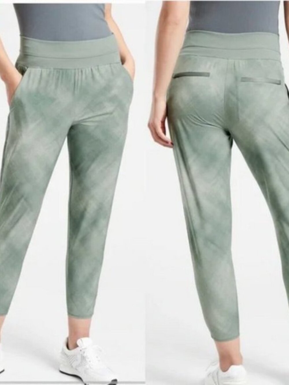 Athleta Crop Pants Womens Sz 2 Nolita Slim Tapered Athleisure Minimalistic Grey - Picture 1 of 16